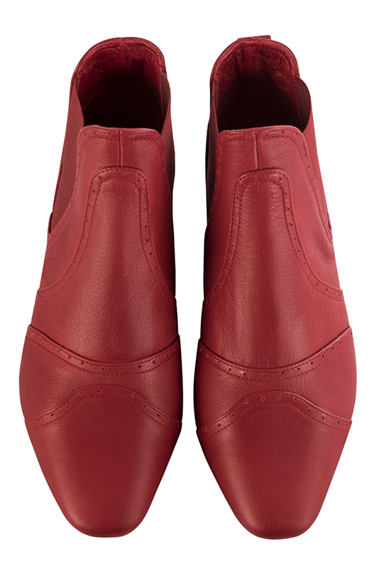 Boots habill es femme rouge coquelicot Bout carr . Talon plat